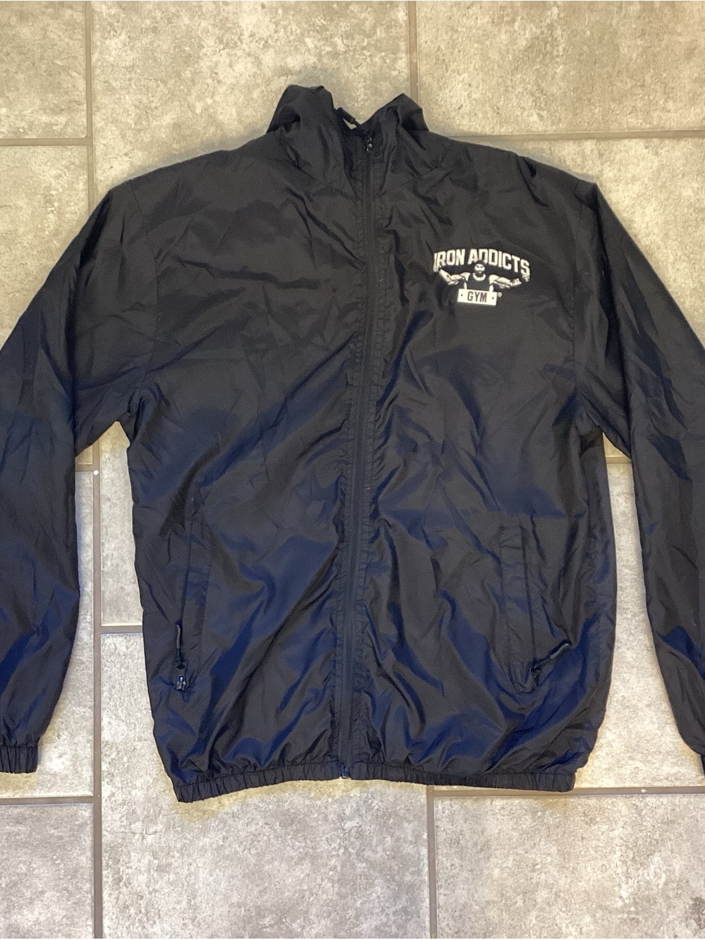 Iron Addicts Black Hooded Windbreaker Jacket